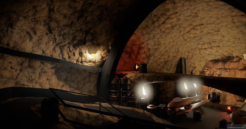 An early screenshot of the WIP RC project made with RTX Remix. RTX Remix adds cutting edge rendering to fixed function DX8/DX9 games. This test focuses on the replacement mesh for the hangar in geo01b paired with a unique PBR material image-211.png